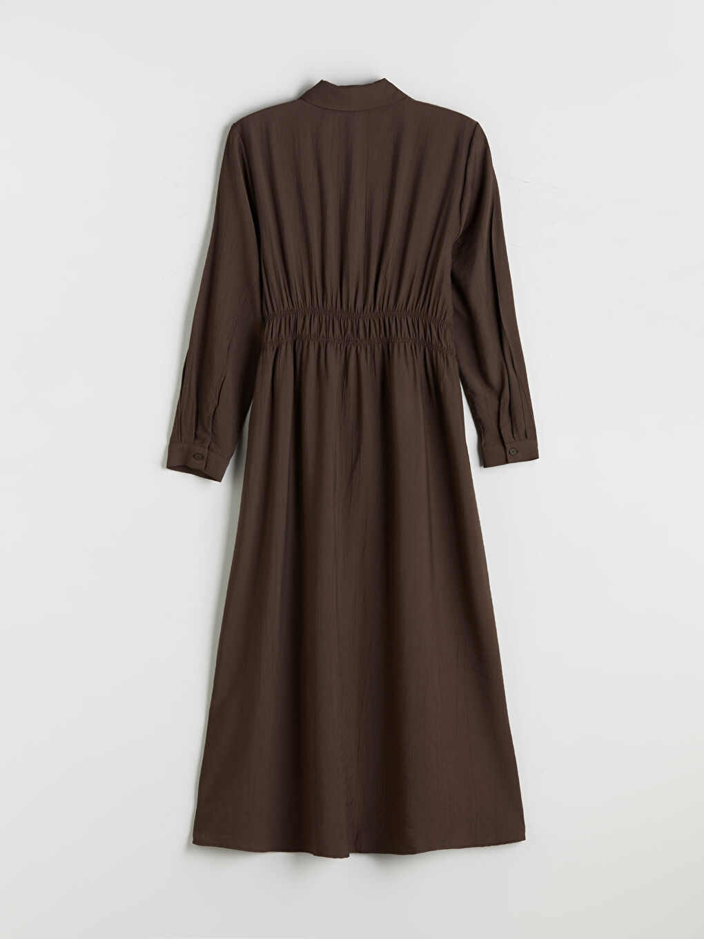 Plus Size Textured Gathered Shirt Dress-7