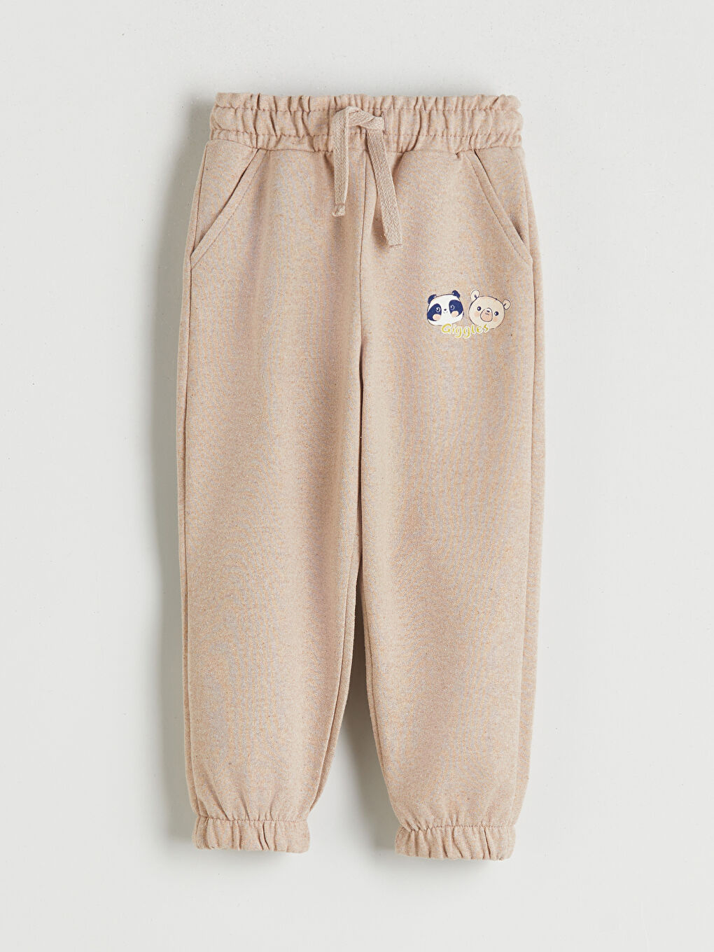 Bej Beli Lastikli Erkek Çocuk Jogger  Eşofman Altı-2