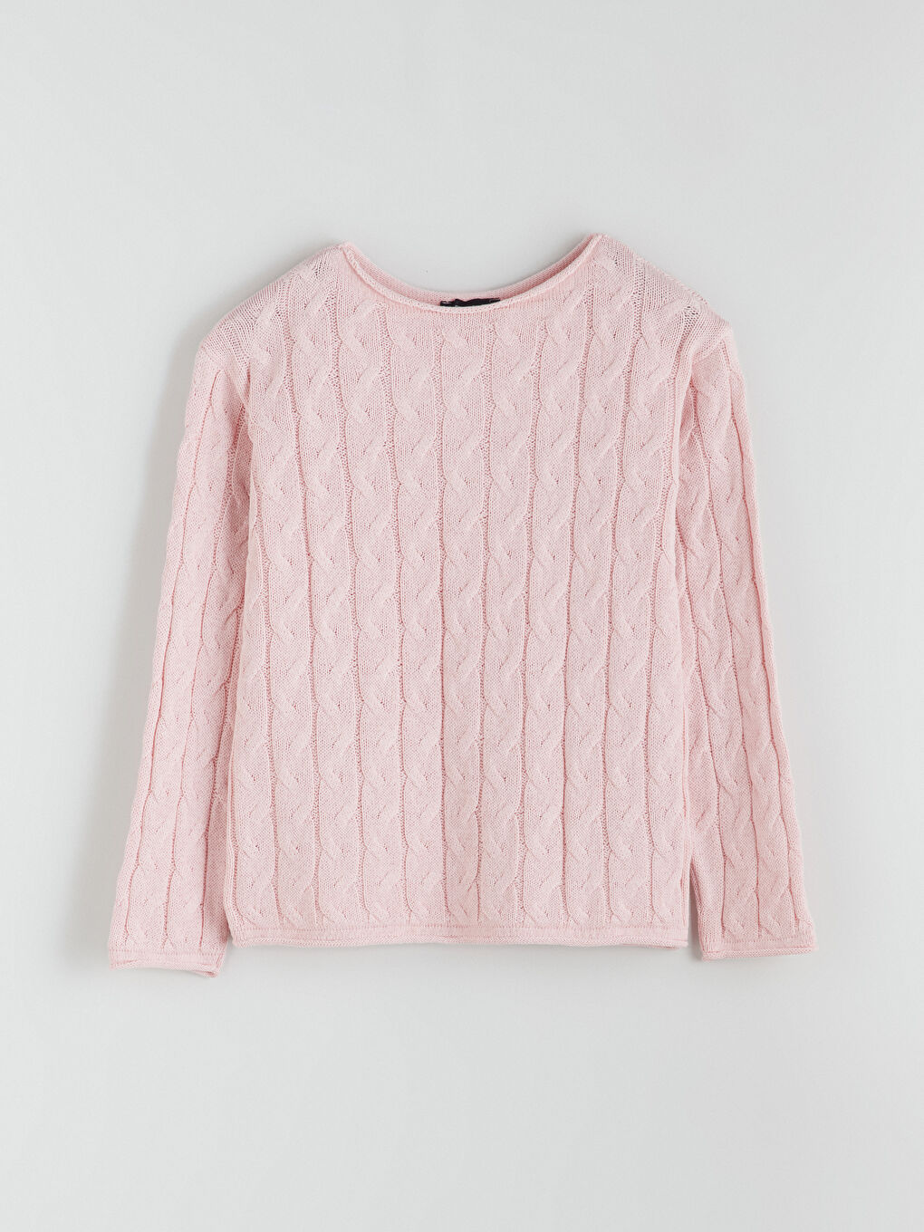 Pembe Kayık Yaka Kendinden Desenli Kadın Triko Kazak-4