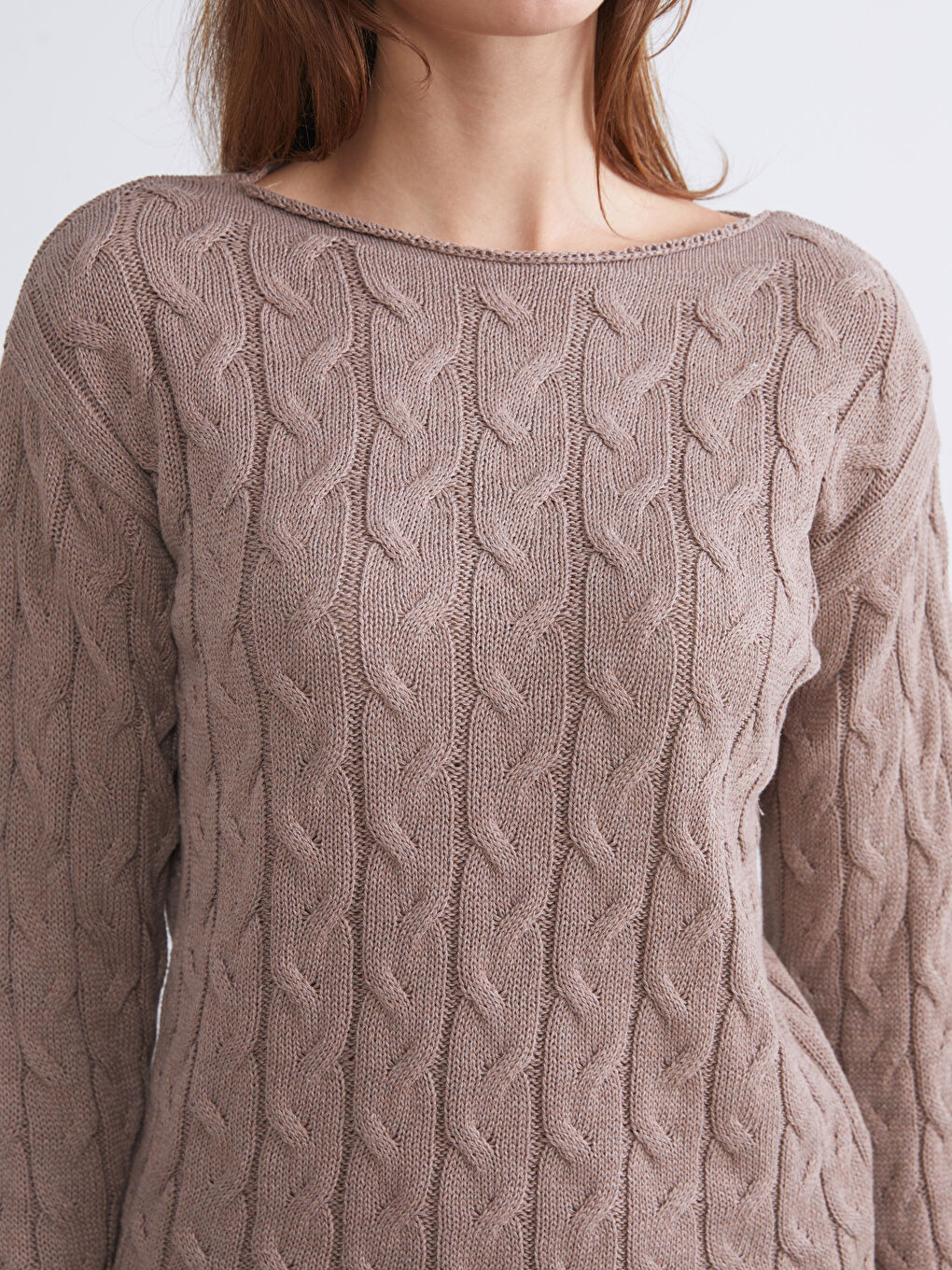 Boat Neck Self Patterned Women's Knitwear Sweater-2