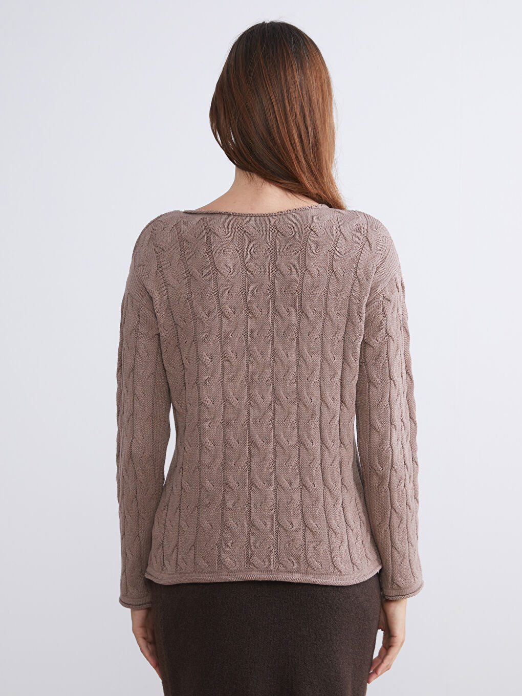 Boat Neck Self Patterned Women's Knitwear Sweater-3