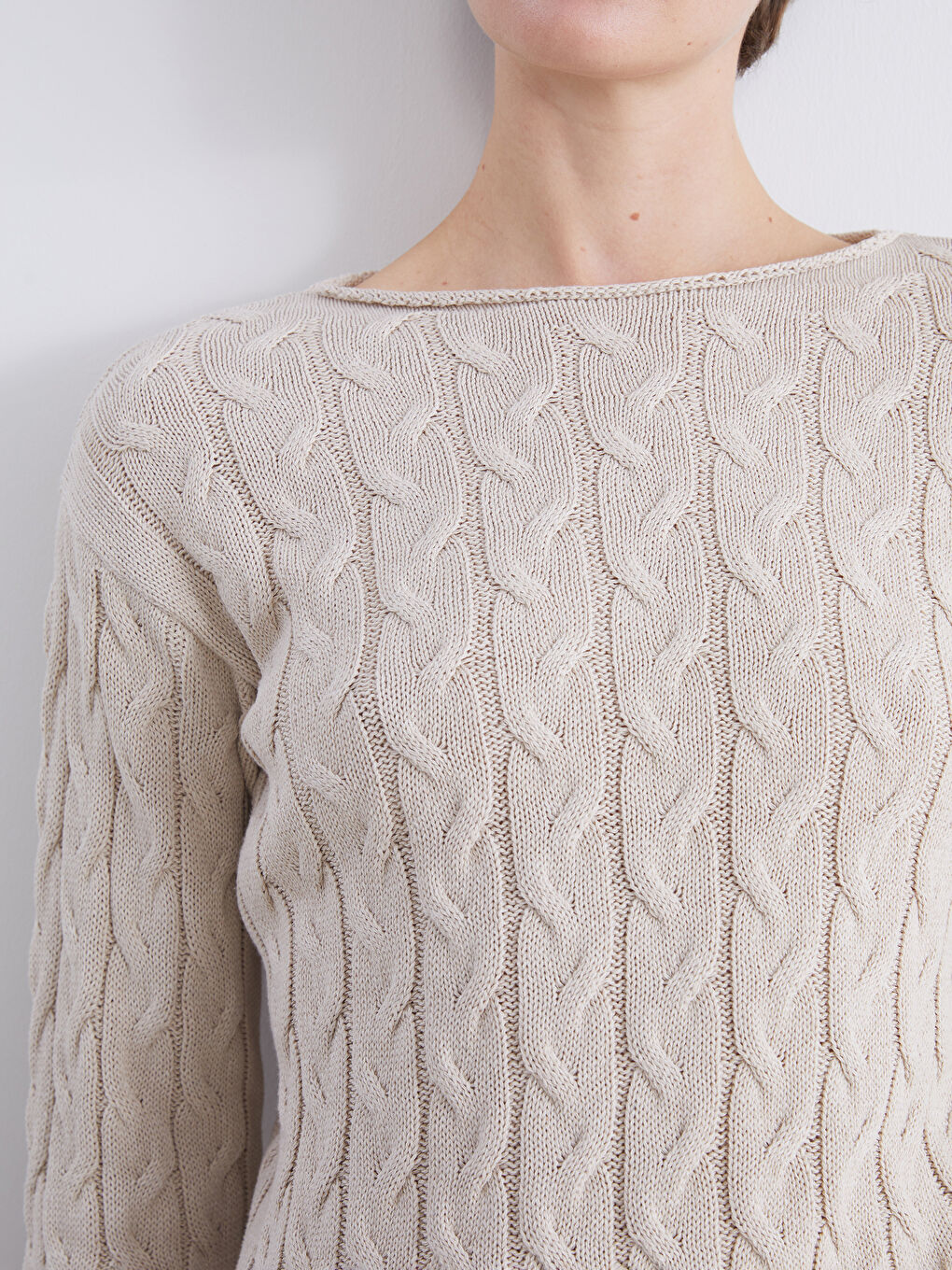 Boat Neck Self Patterned Women's Knitwear Sweater-5
