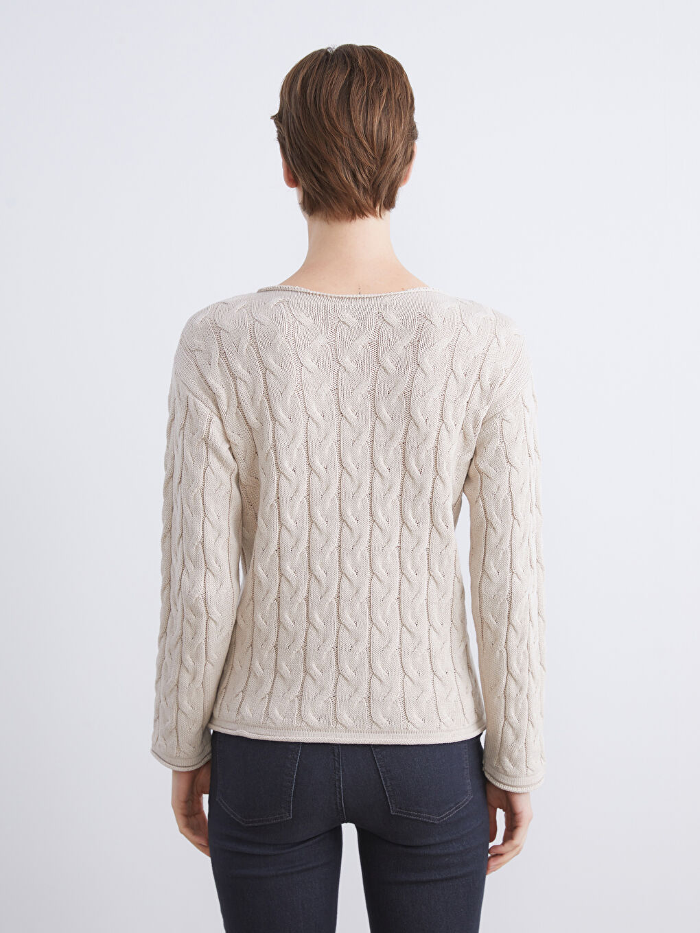 Boat Neck Self Patterned Women's Knitwear Sweater-7