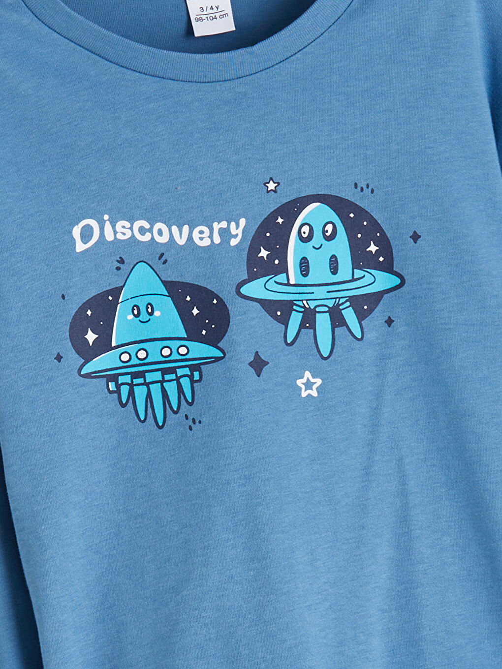 Mavi Baskılı Erkek Çocuk Tişört ve Pantolon 2'li-2