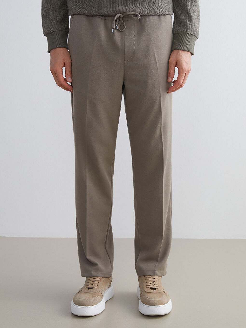 Kahverengi Standart Kalıp Erkek Pantolon-1