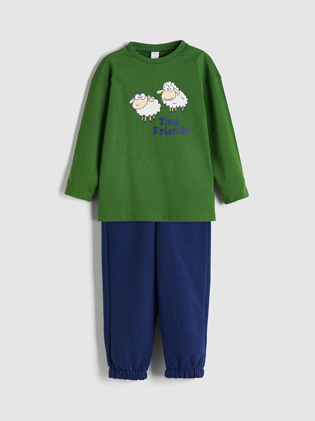 Yeşil Bisiklet Yaka Erkek Çocuk Tişört ve Eşofman Altı