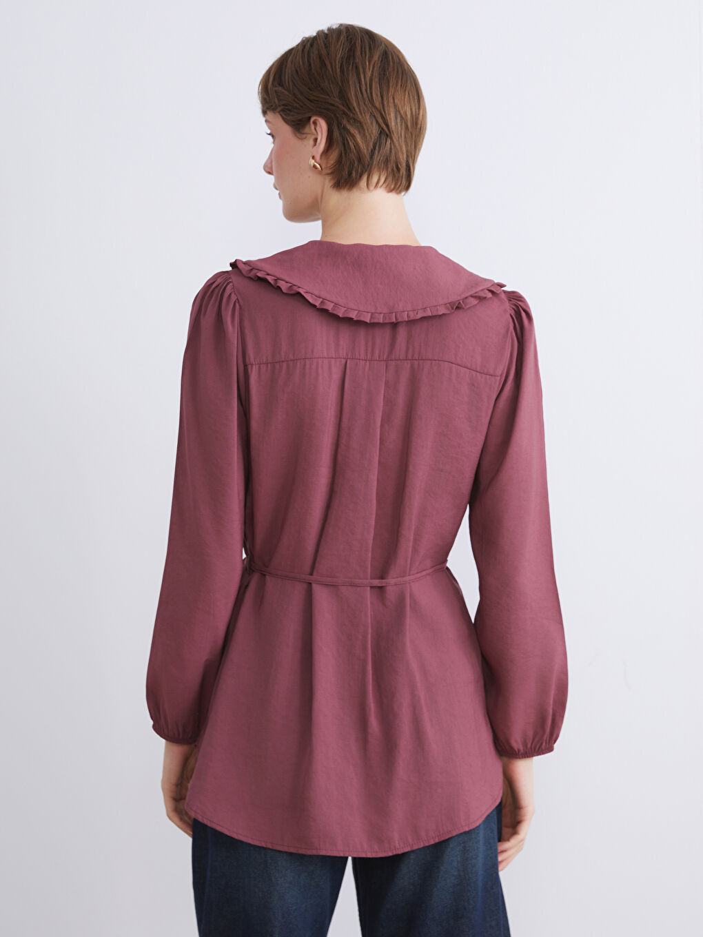 Рубашка-туника из модального бленда с воротником Питер Пэн для женщин-3