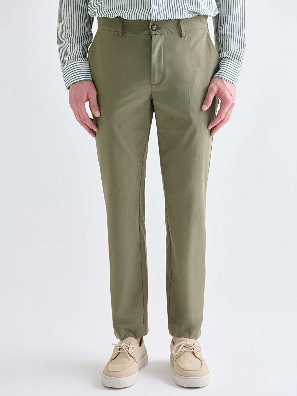 Yeşil Standart Kalıp Erkek Pantolon-3