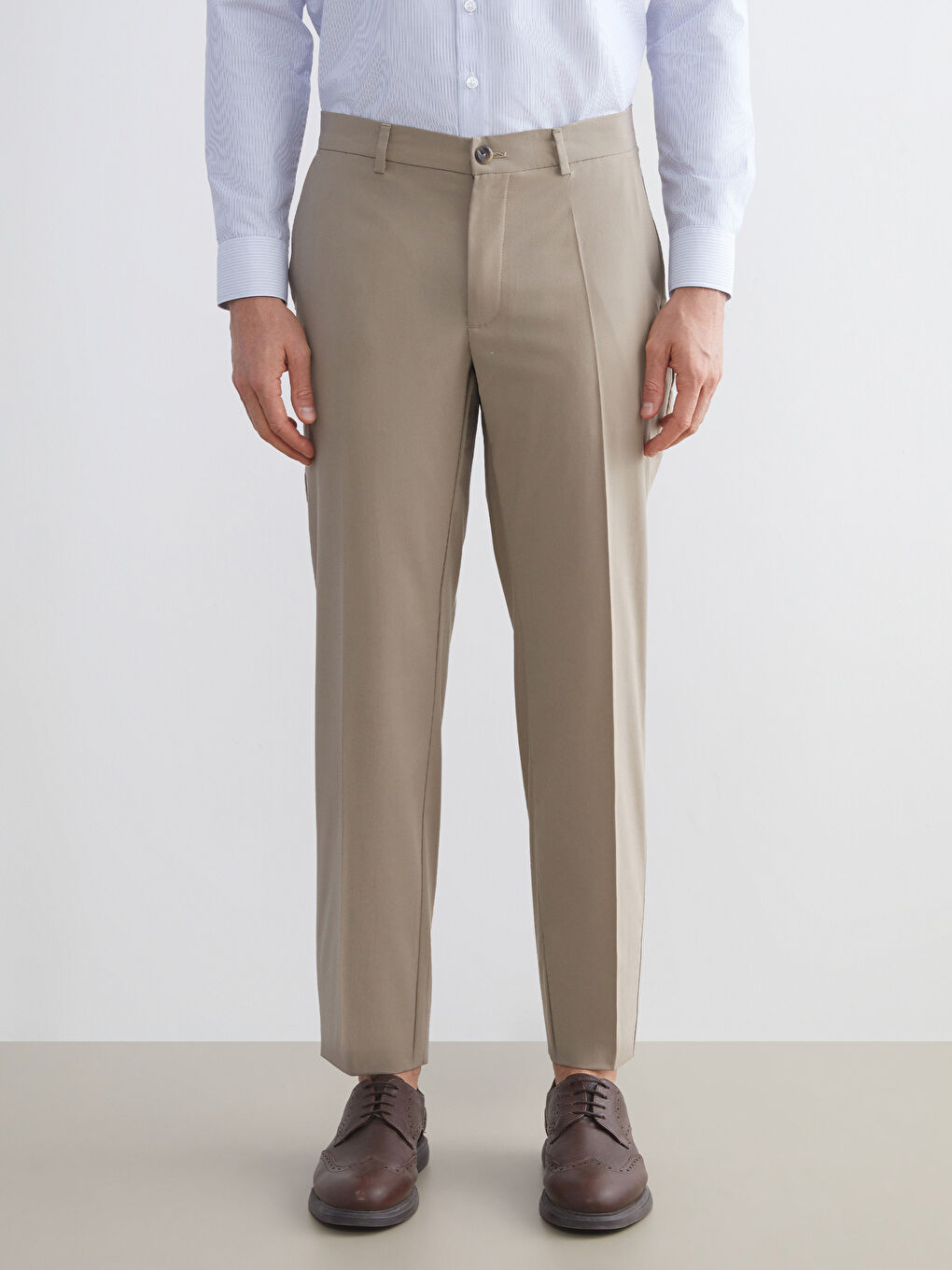 Bej Standart Kalıp Erkek Pantolon-1