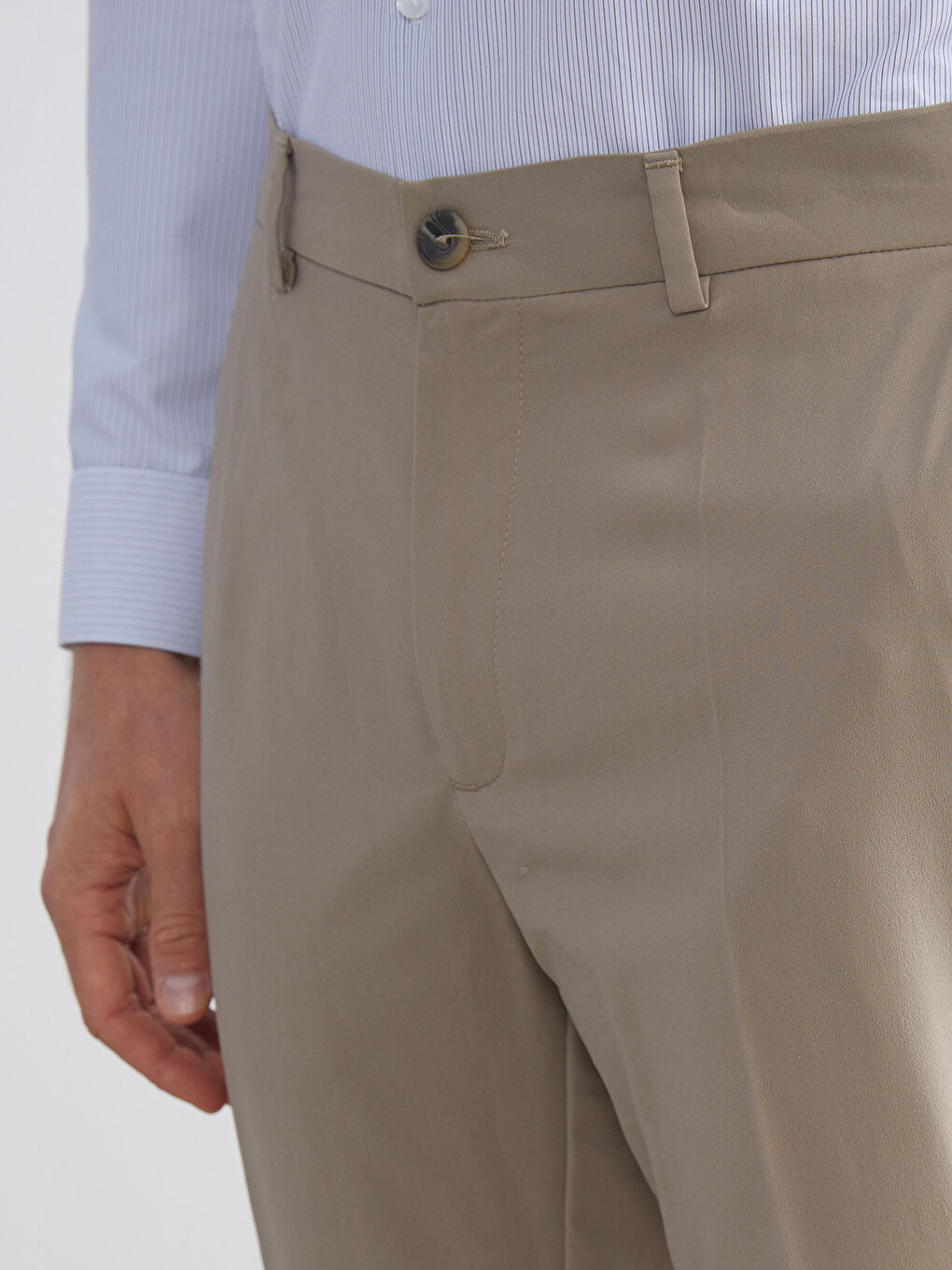 Bej Standart Kalıp Erkek Pantolon-2