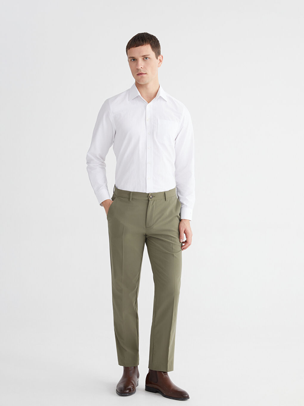 Yeşil Standart Kalıp Erkek Pantolon-1