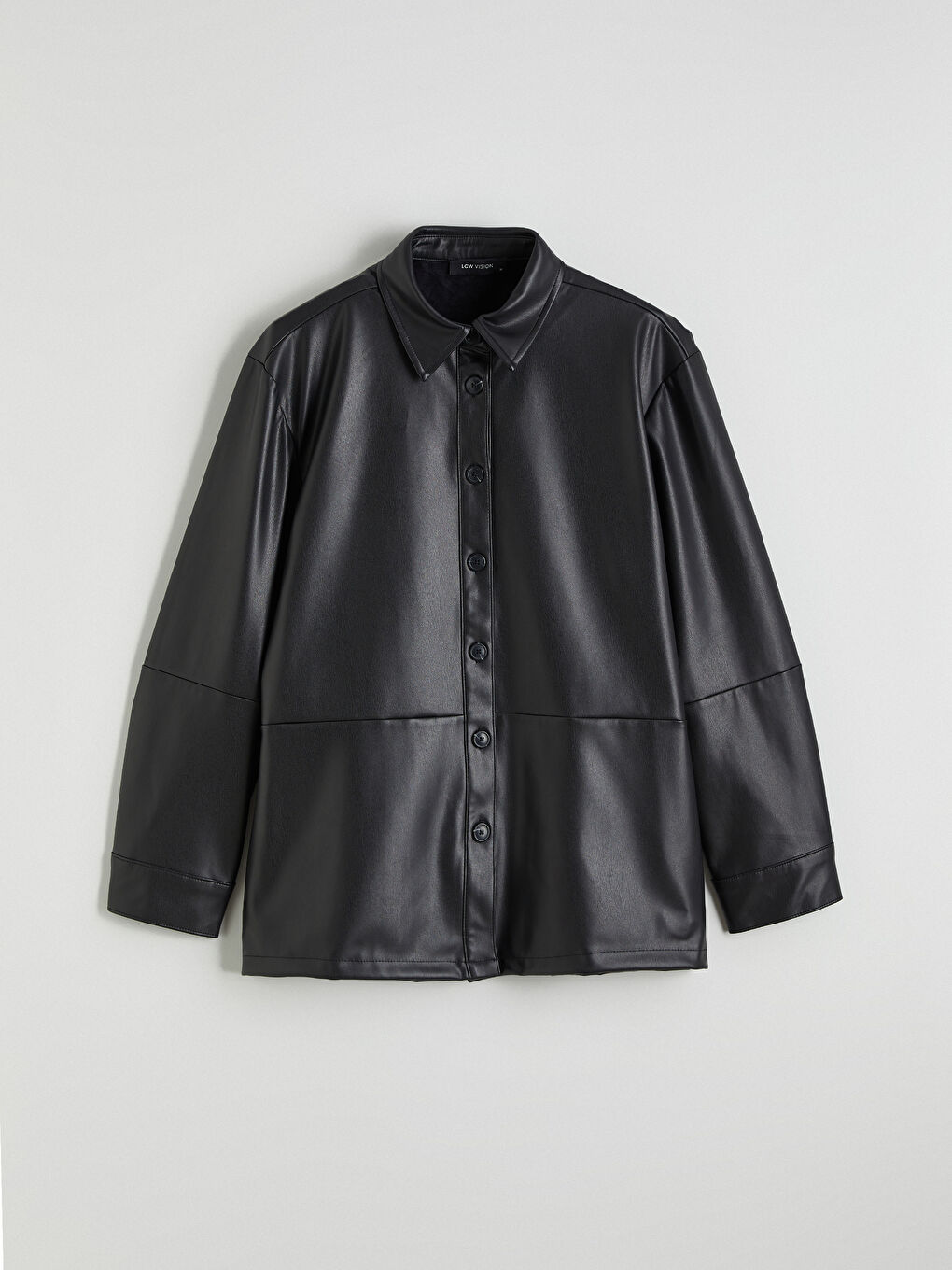 Women's Faux Leather Shirt Jacket-4