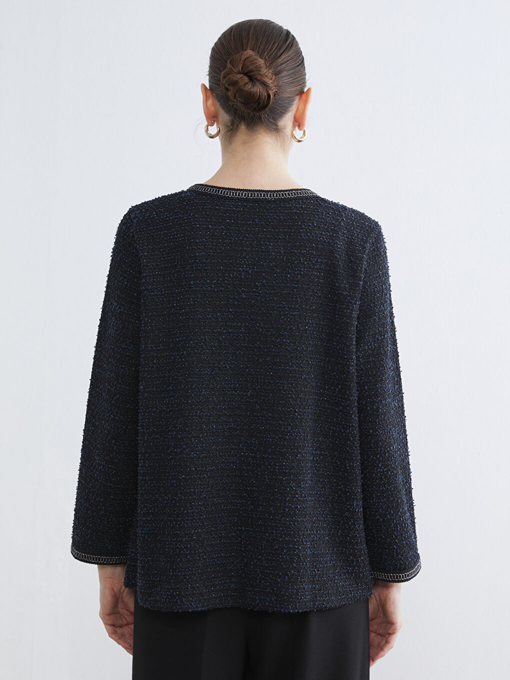 Crew Neck Patterned Women's Cardigan-3