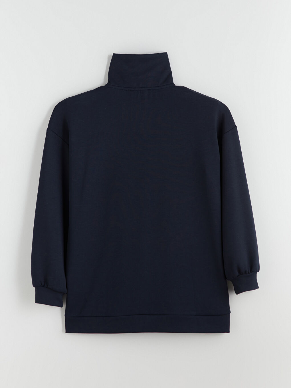 Lacivert Dik Yaka Nakışlı Oversize Kadın Sweatshirt Tunik-7