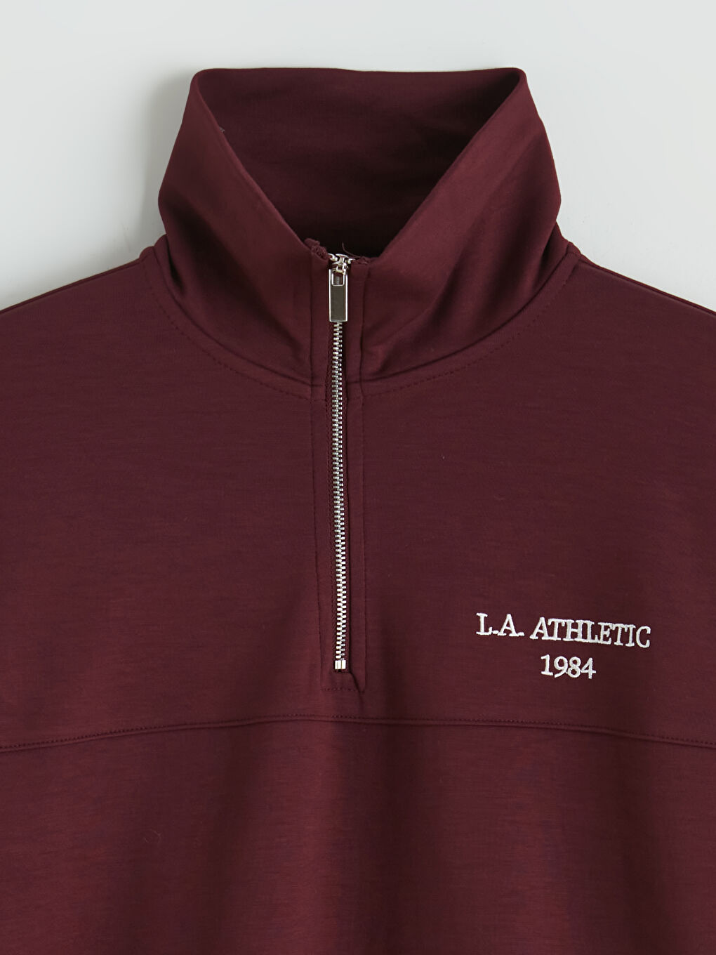 Mürdüm Dik Yaka Nakışlı Oversize Kadın Sweatshirt Tunik-12