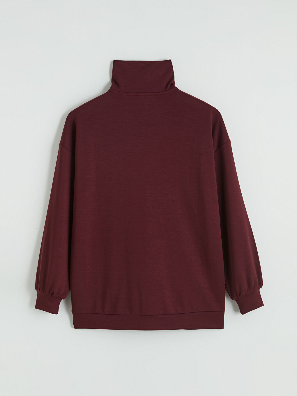 Mürdüm Dik Yaka Nakışlı Oversize Kadın Sweatshirt Tunik-13