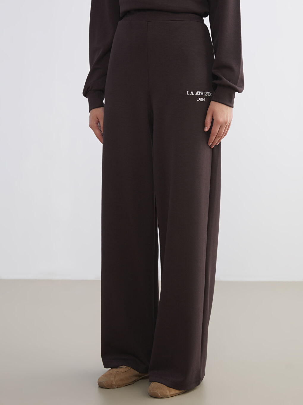 Kahverengi L.A. Athletic Nakışlı Kadın Eşofman Altı-3