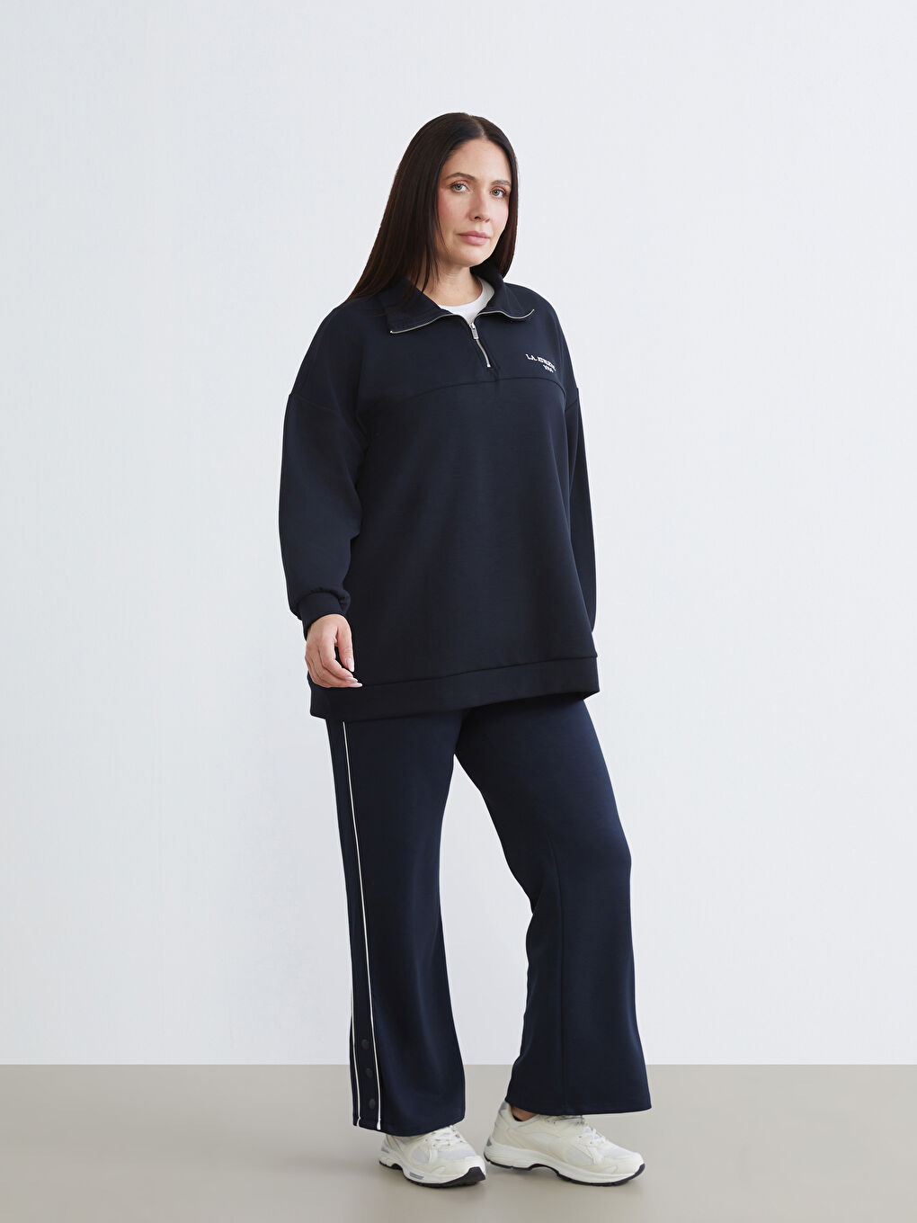 Lacivert Beli Lastikli Kadın Eşofman Altı-1