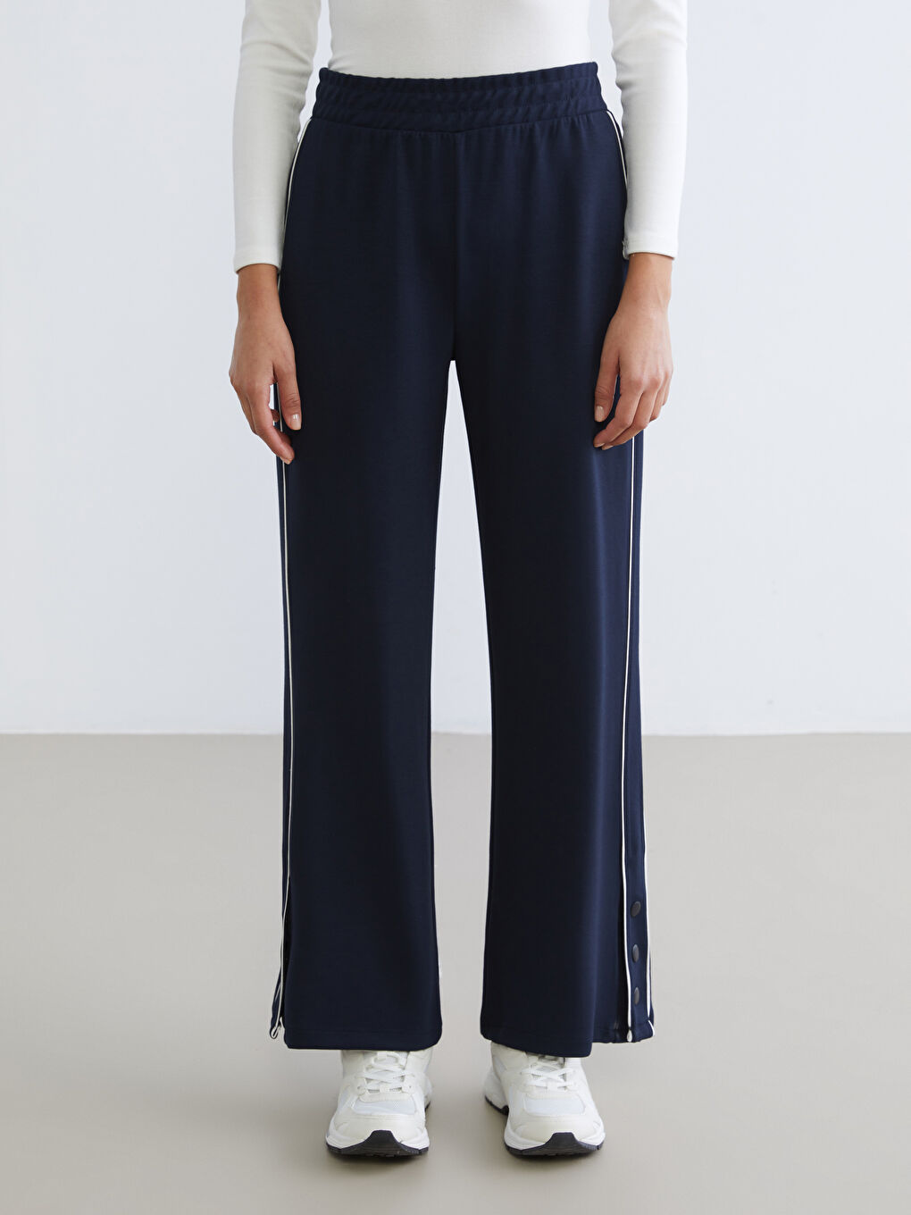 Lacivert Beli Lastikli Kadın Eşofman Altı-2