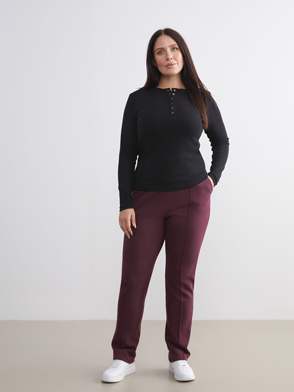 Crew Neck Ribbed Women's T-Shirt-5