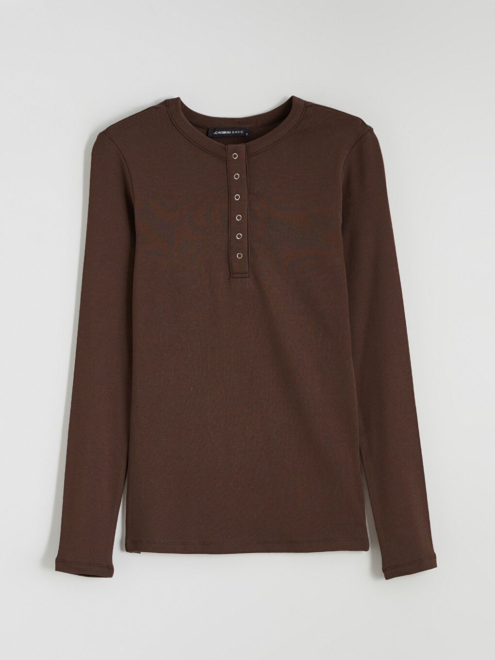 Rundhalsausschnitt Geripptes T-Shirt für Damen-4