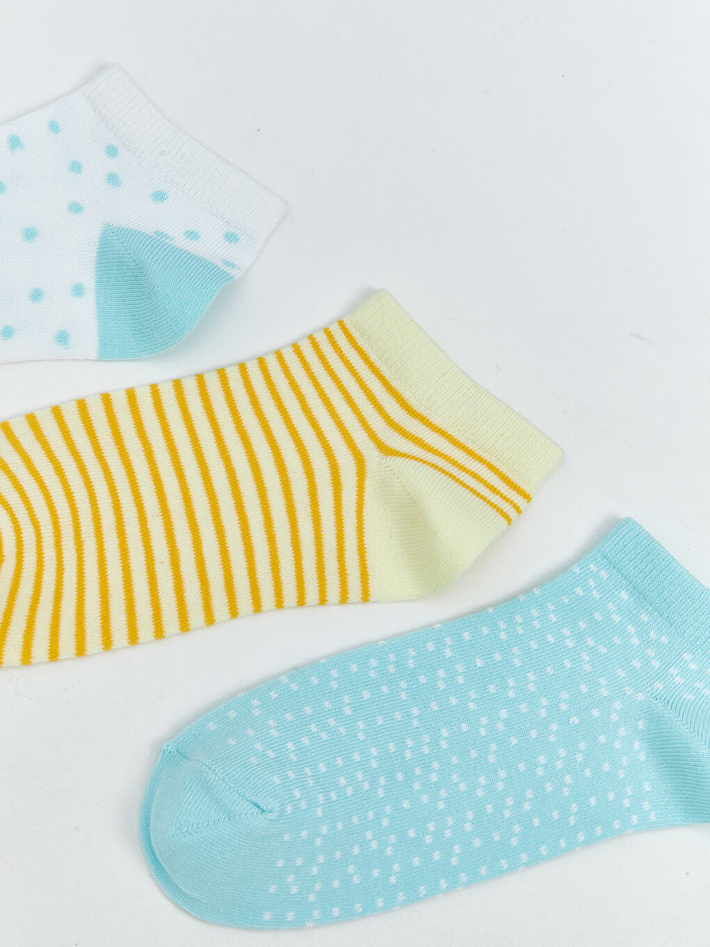 Turkuaz Desenli Kadın Patik Çorap 3'lü-1