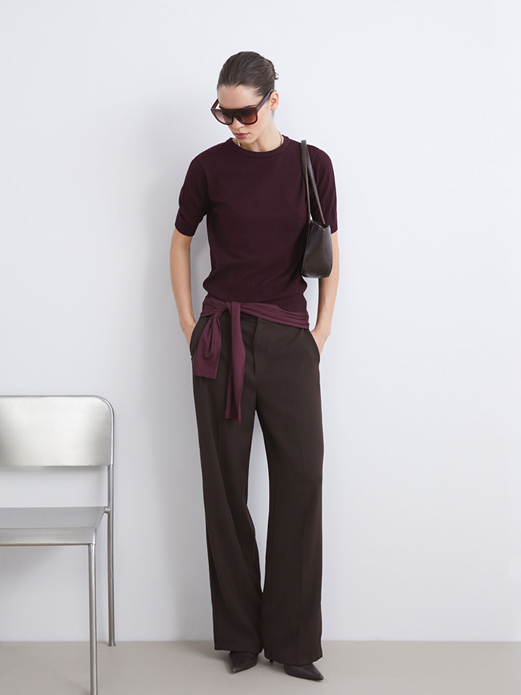 Kahverengi Standart Fit İspanyol Paça Kadın Pantolon