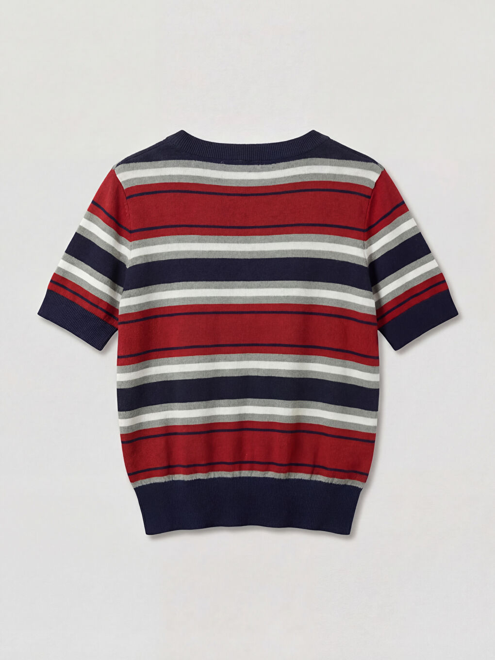 Pulover Tricotat Vărgat Femei Guler Rotund-6