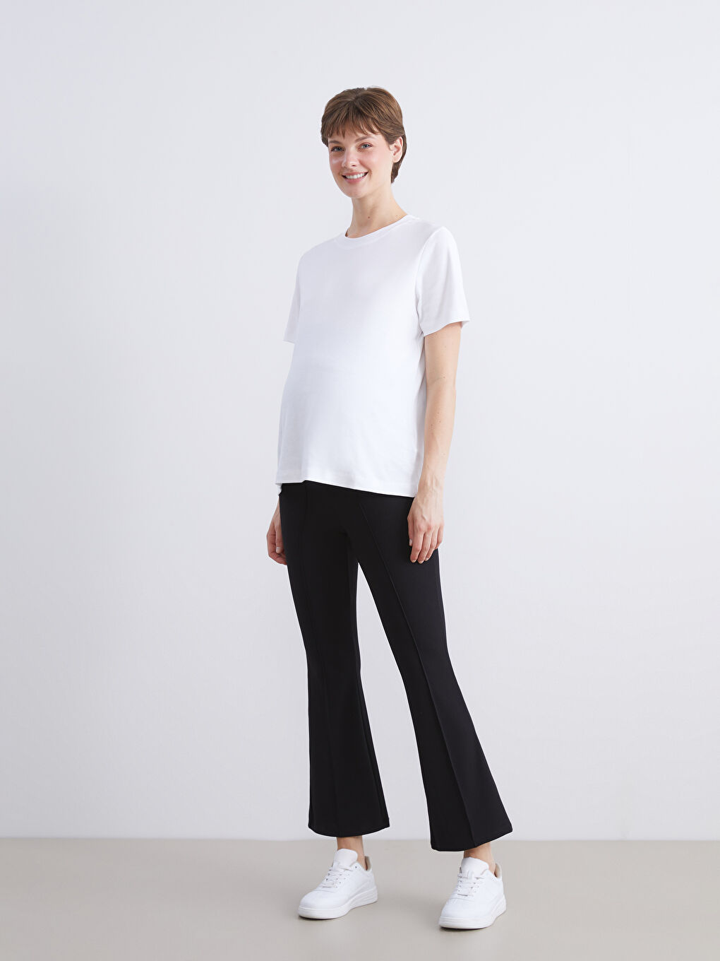 Siyah Karın Panelli İspanyol Paça Hamile Tayt Pantolon