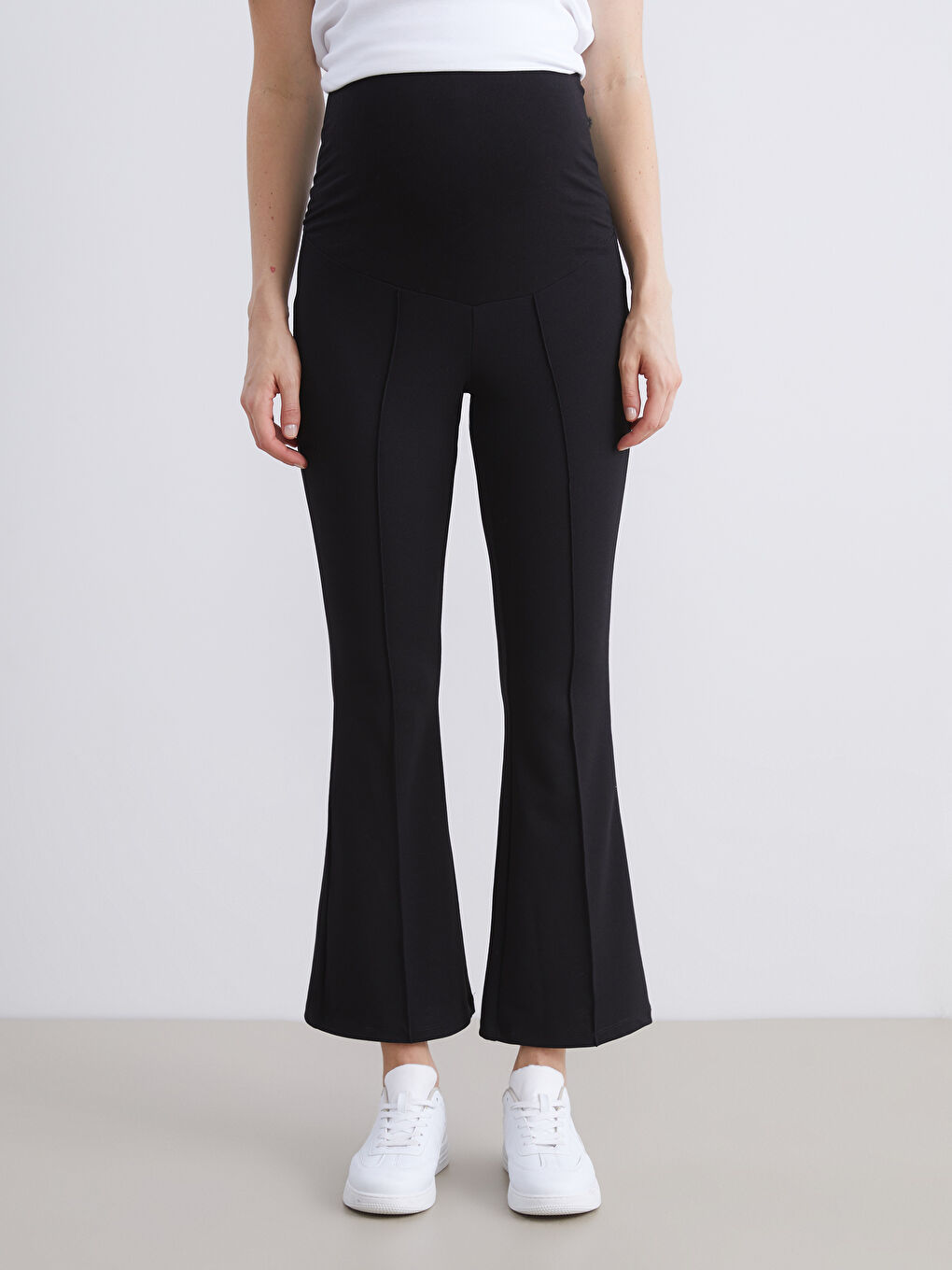 Siyah Karın Panelli İspanyol Paça Hamile Tayt Pantolon-2