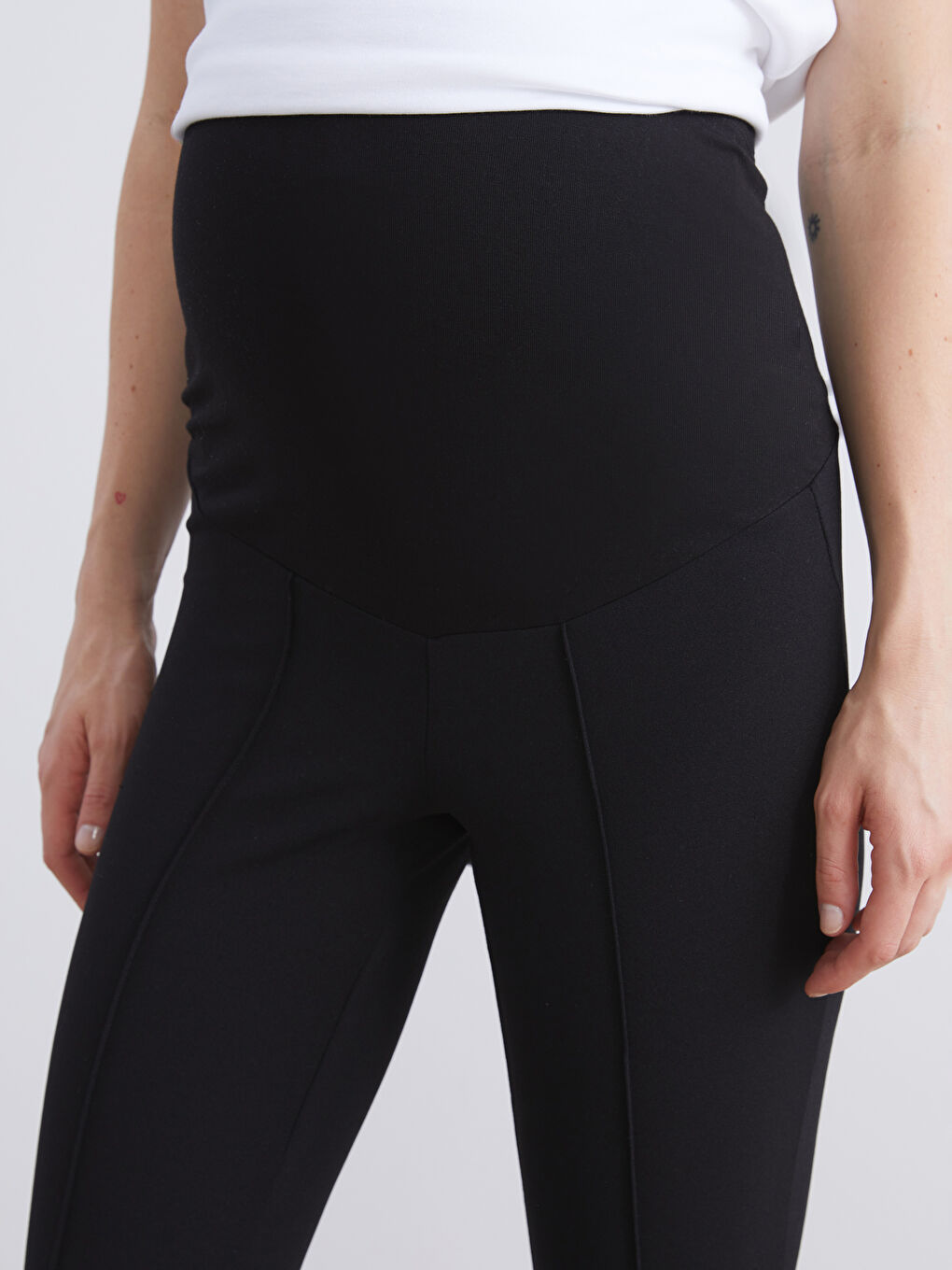 Siyah Karın Panelli İspanyol Paça Hamile Tayt Pantolon-3