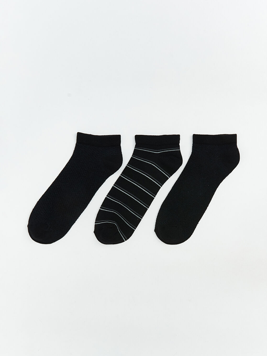 Siyah Desenli Erkek Patik Çorap 3'lü