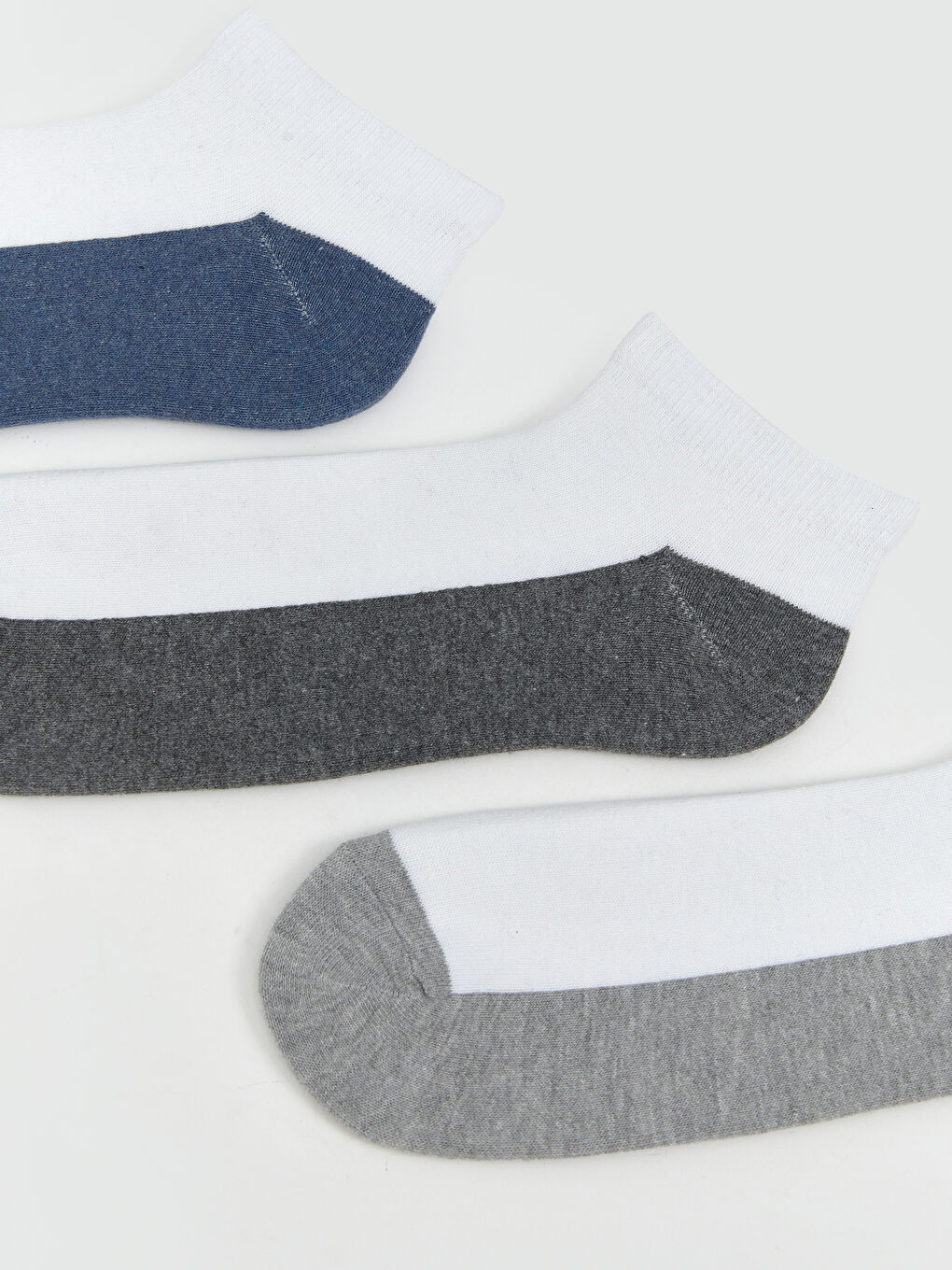 Gri Renk Bloklu Erkek Patik Çorap 3'lü-1