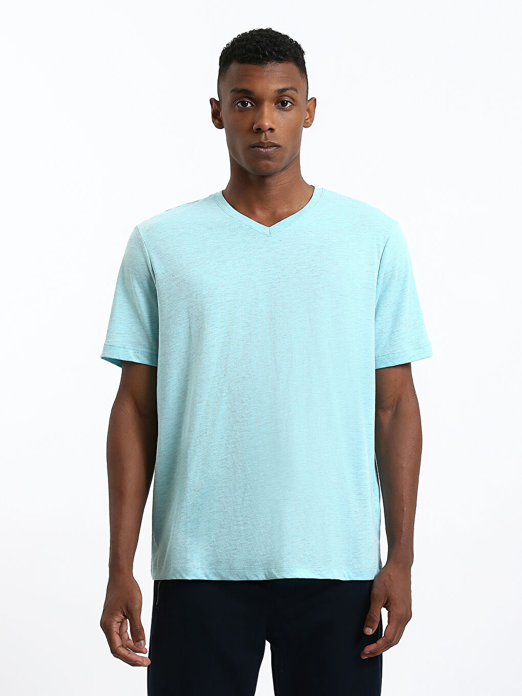 تيشيرت جيرسي برقبة على شكل حرف V للرجال-1