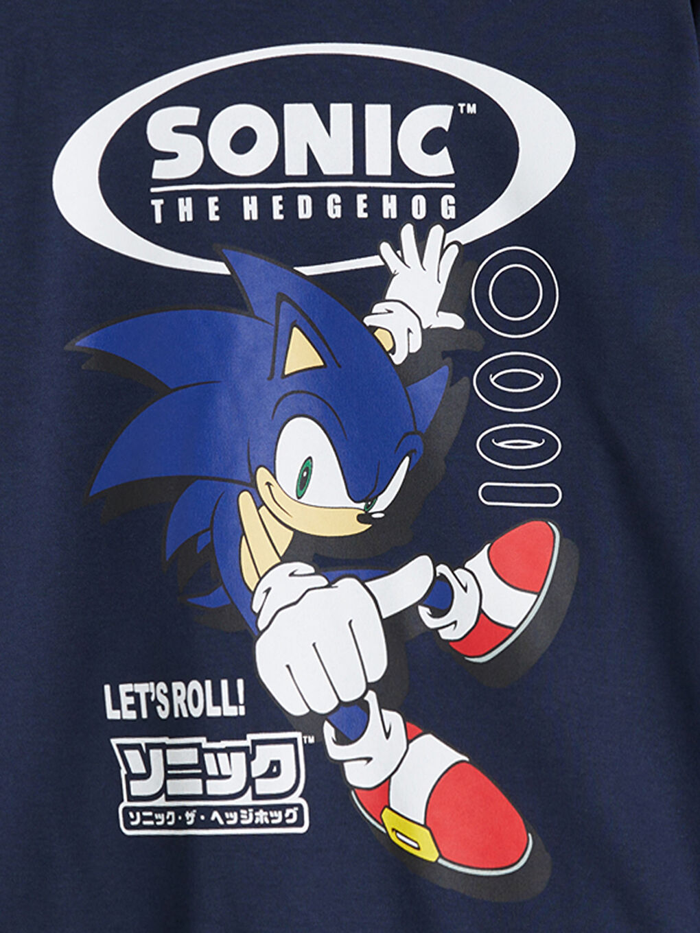 Lacivert Bisiklet Yaka Sonic Baskılı Erkek Çocuk Sweatshirt-1