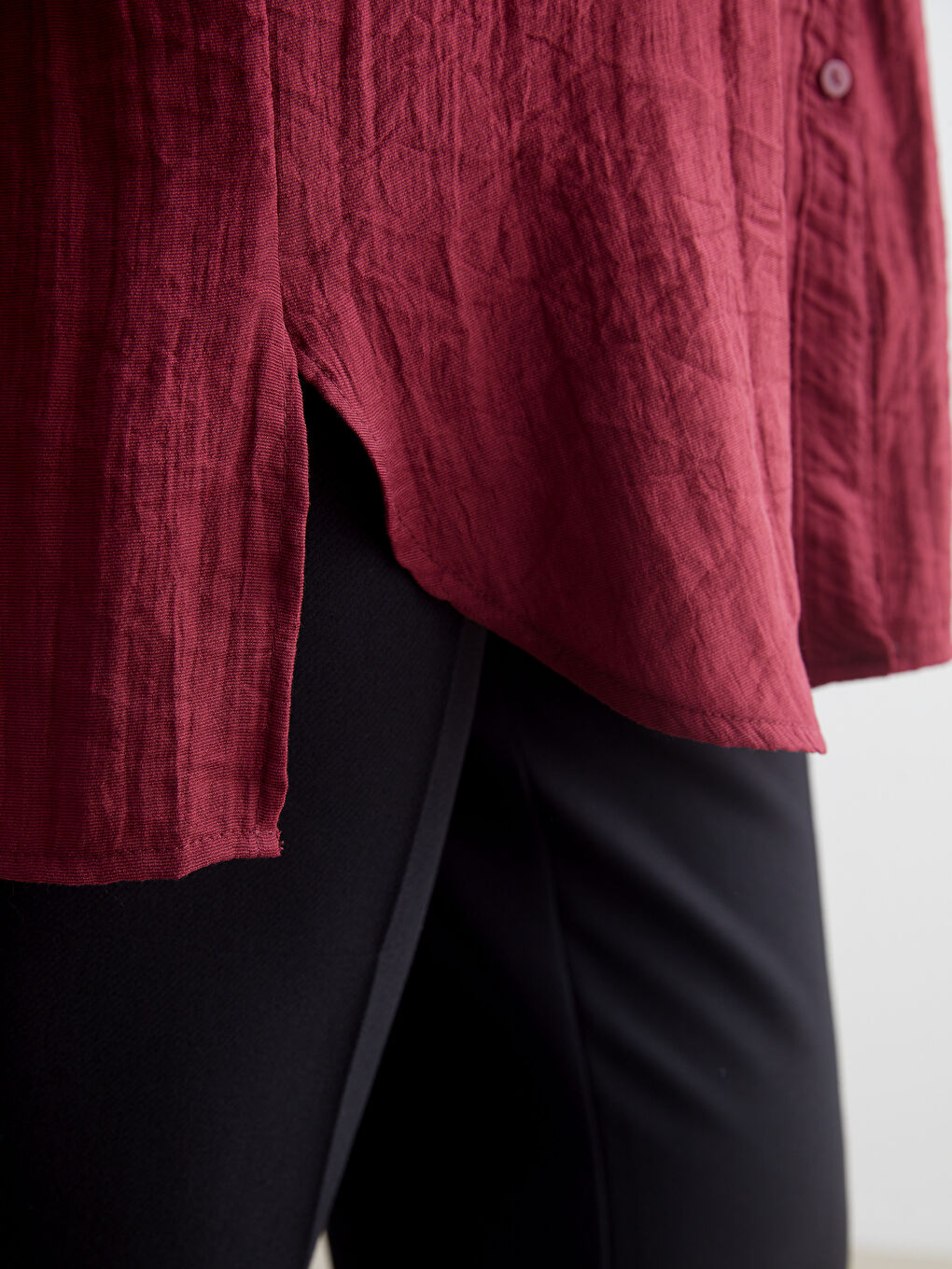 Bordo Dokulu Kadın Gömlek Tunik-3