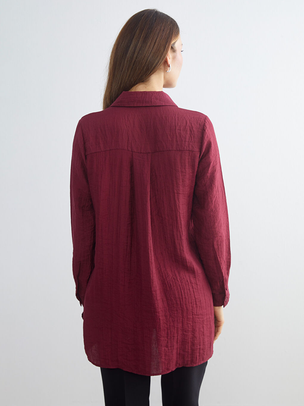 Bordo Dokulu Kadın Gömlek Tunik-4