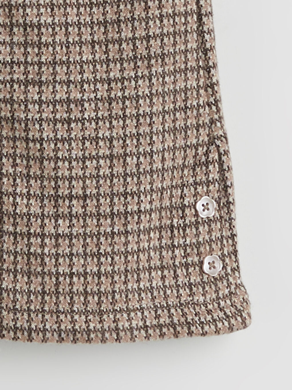 Kahverengi Beli Lastikli Ekose Kız Çocuk Tayt Pantolon-2