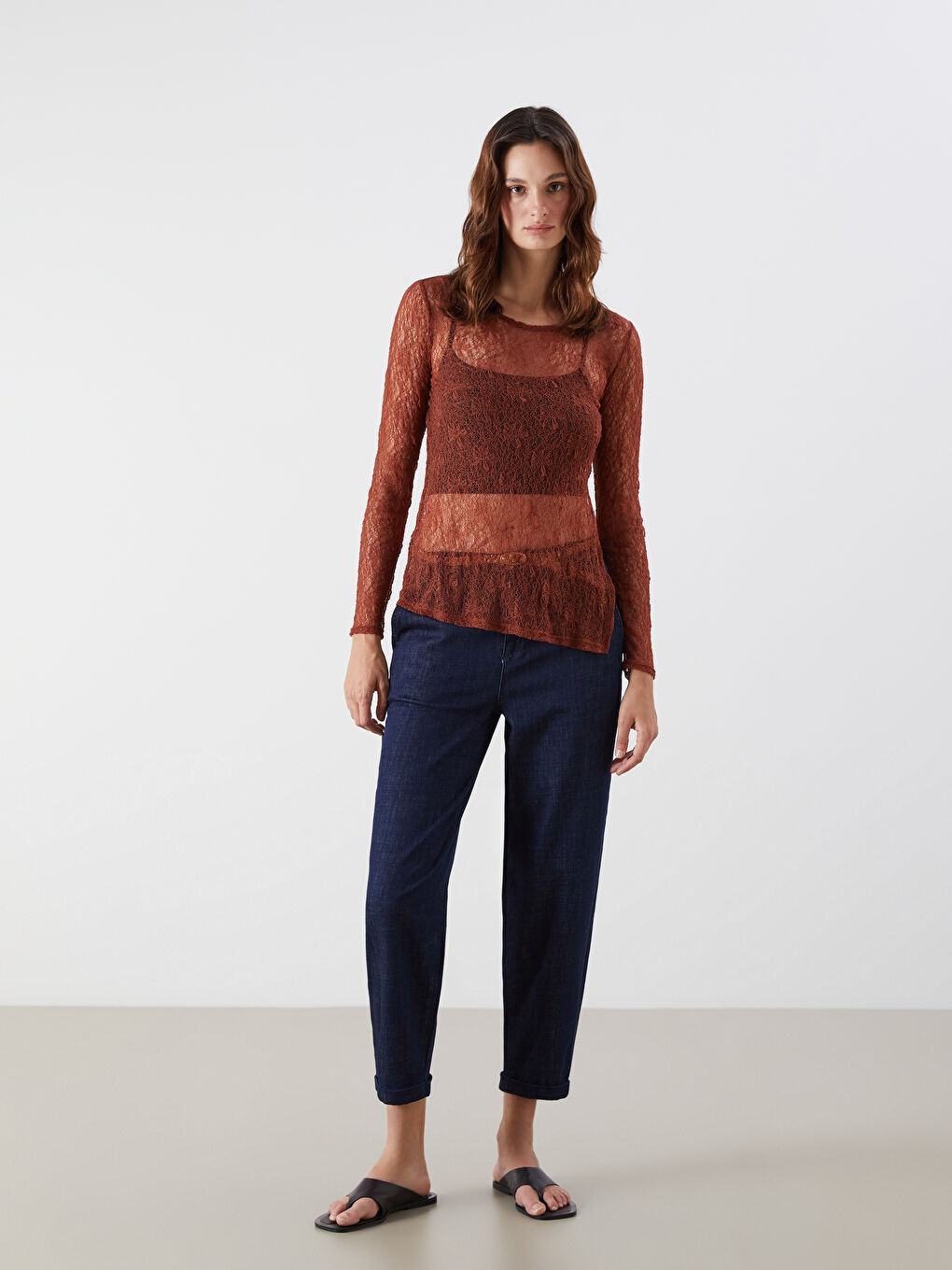 Crew Neck Lace Blouse-1