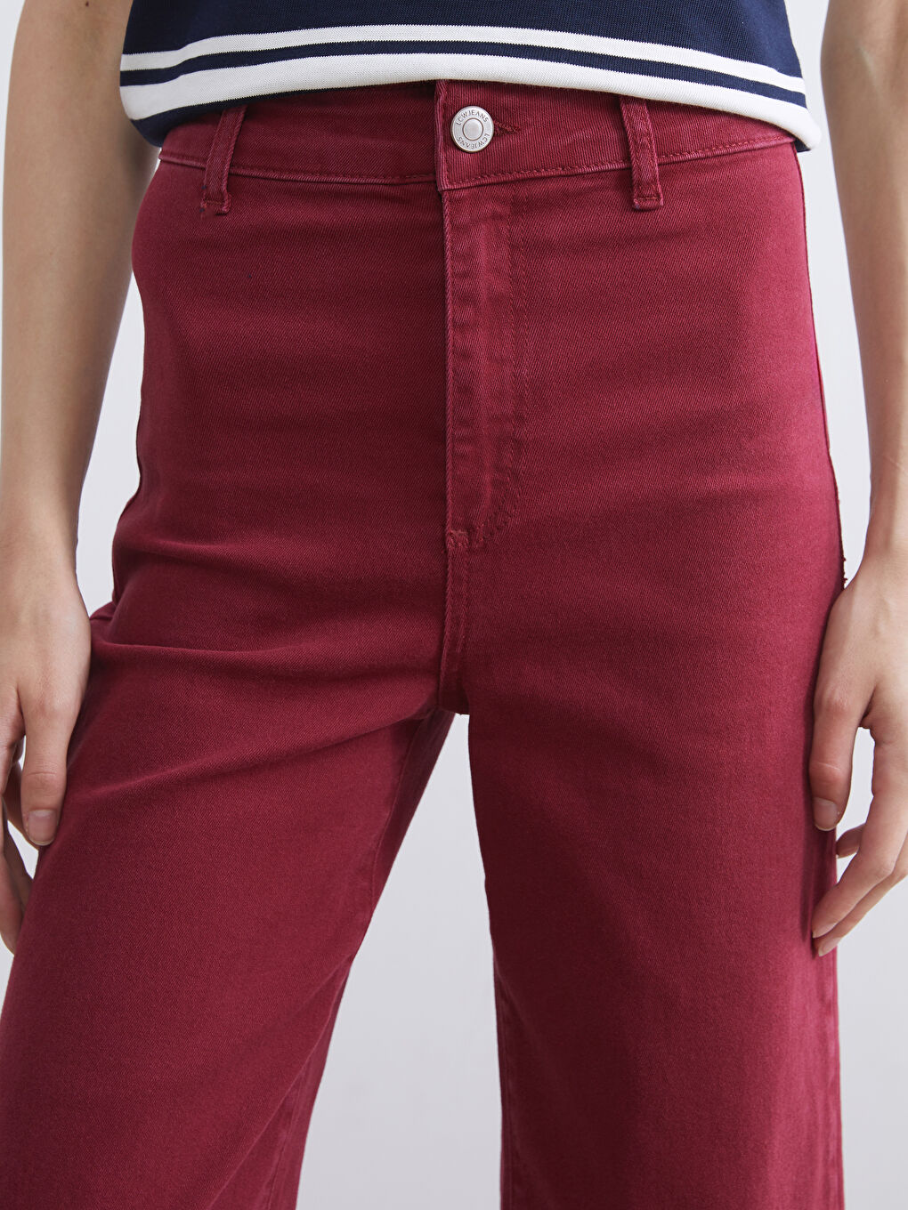 Bordo Wideleg Kadın Jean Pantolon-2