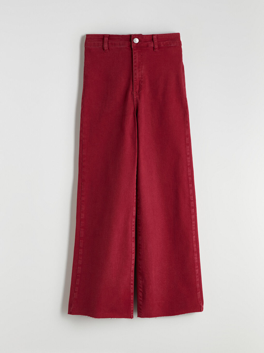 Bordo Wideleg Kadın Jean Pantolon-4