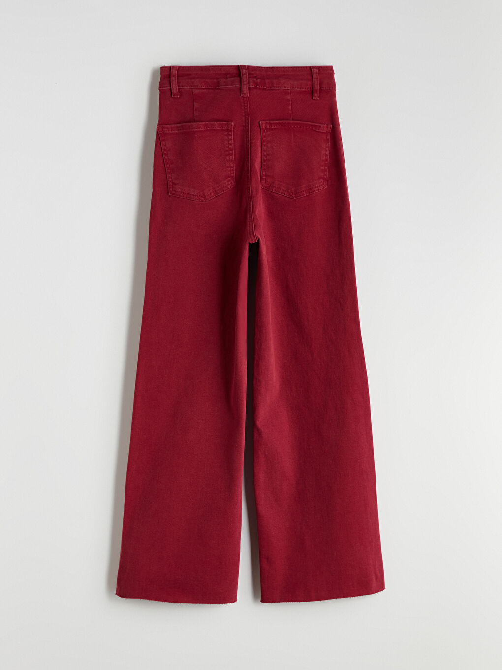 Bordo Wideleg Kadın Jean Pantolon-5