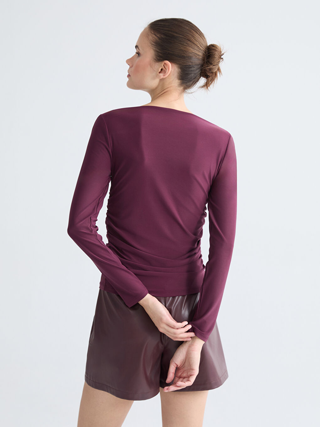 Slash Neck Ruched Blouse-8