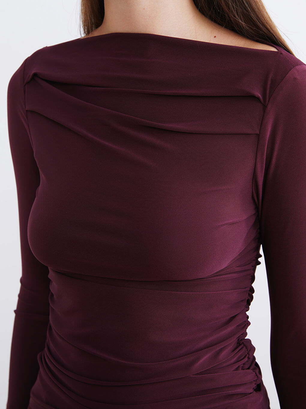 Slash Neck Ruched Blouse-2