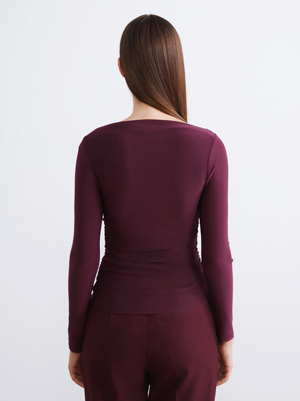 Slash Neck Ruched Blouse-3