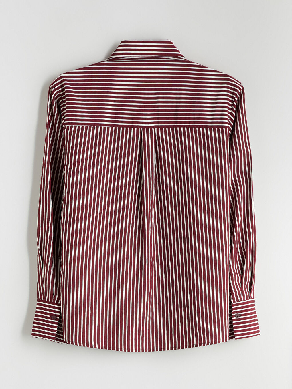 Kırmızı Büyük Beden Çizgili Oversize Poplin Kadın Gömlek-9