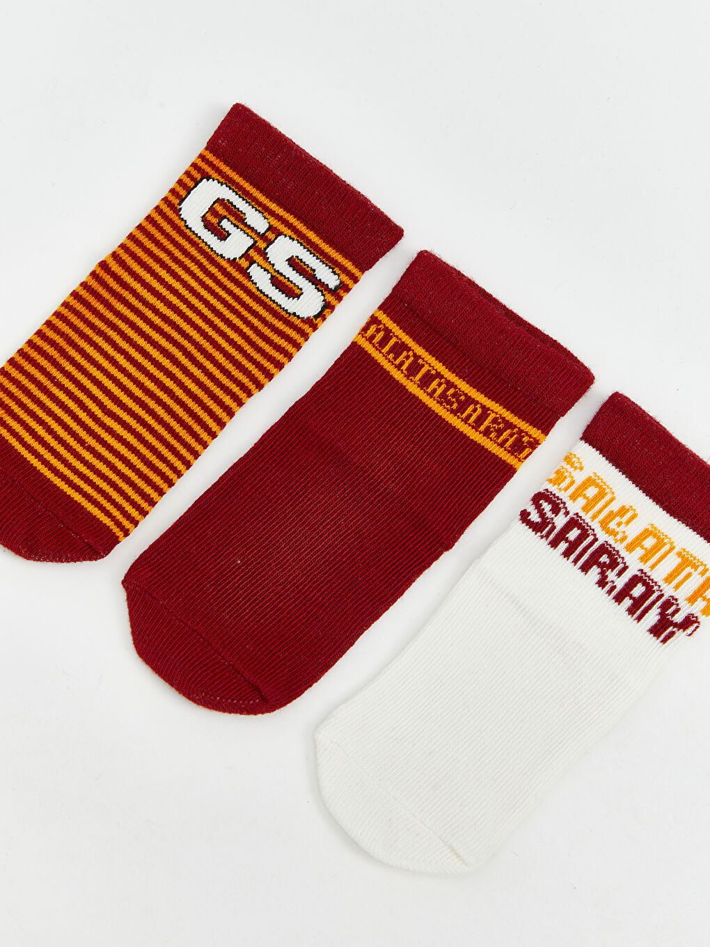 Kırmızı Galatasaray Baskılı Erkek Çocuk Soket Çorap 3'lü-1