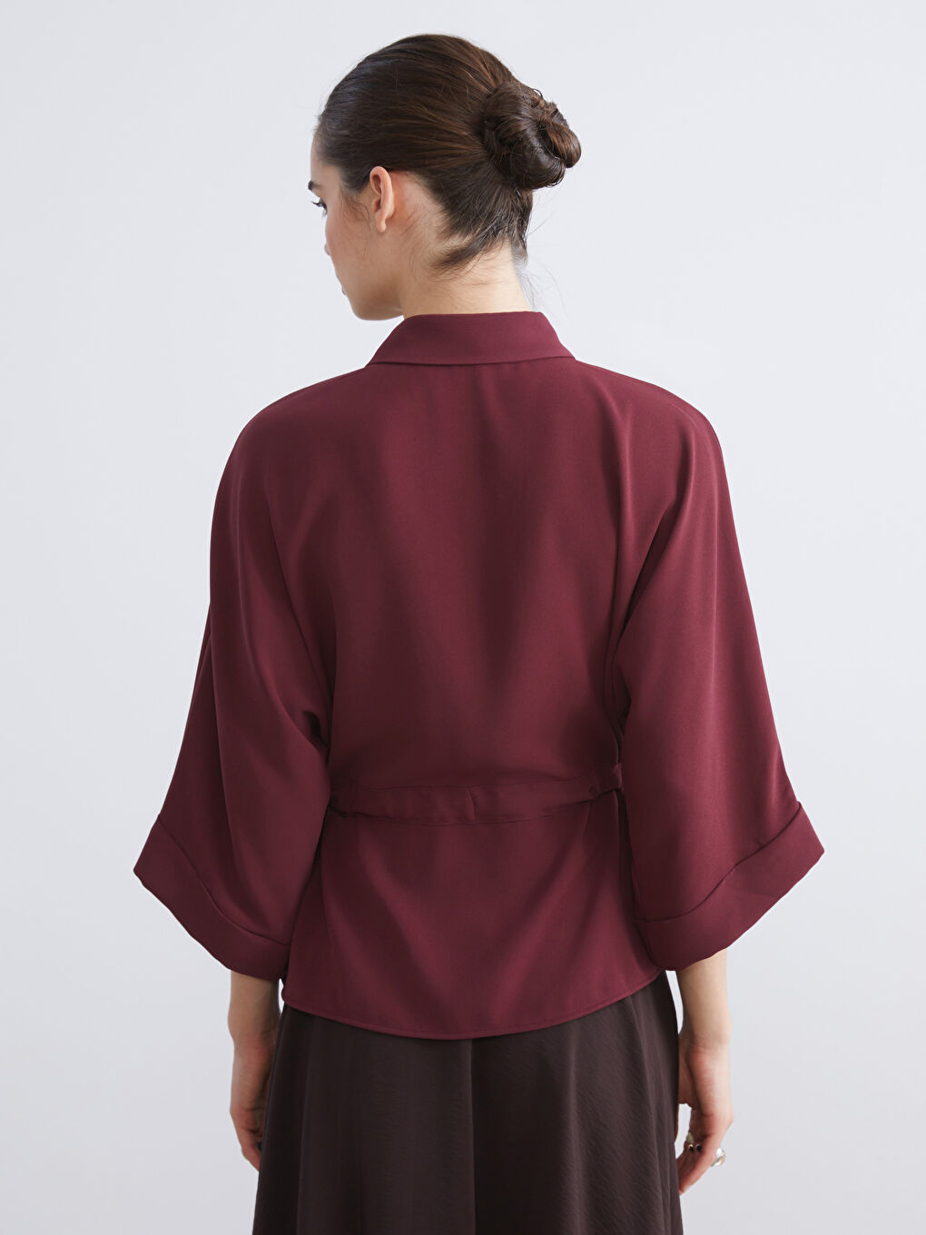 Женщины Бордовый Рубашка-3