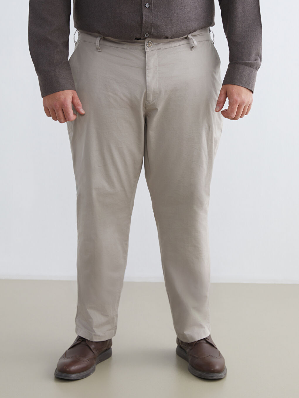 Bej Standart Kalıp Erkek Chino Pantolon-5