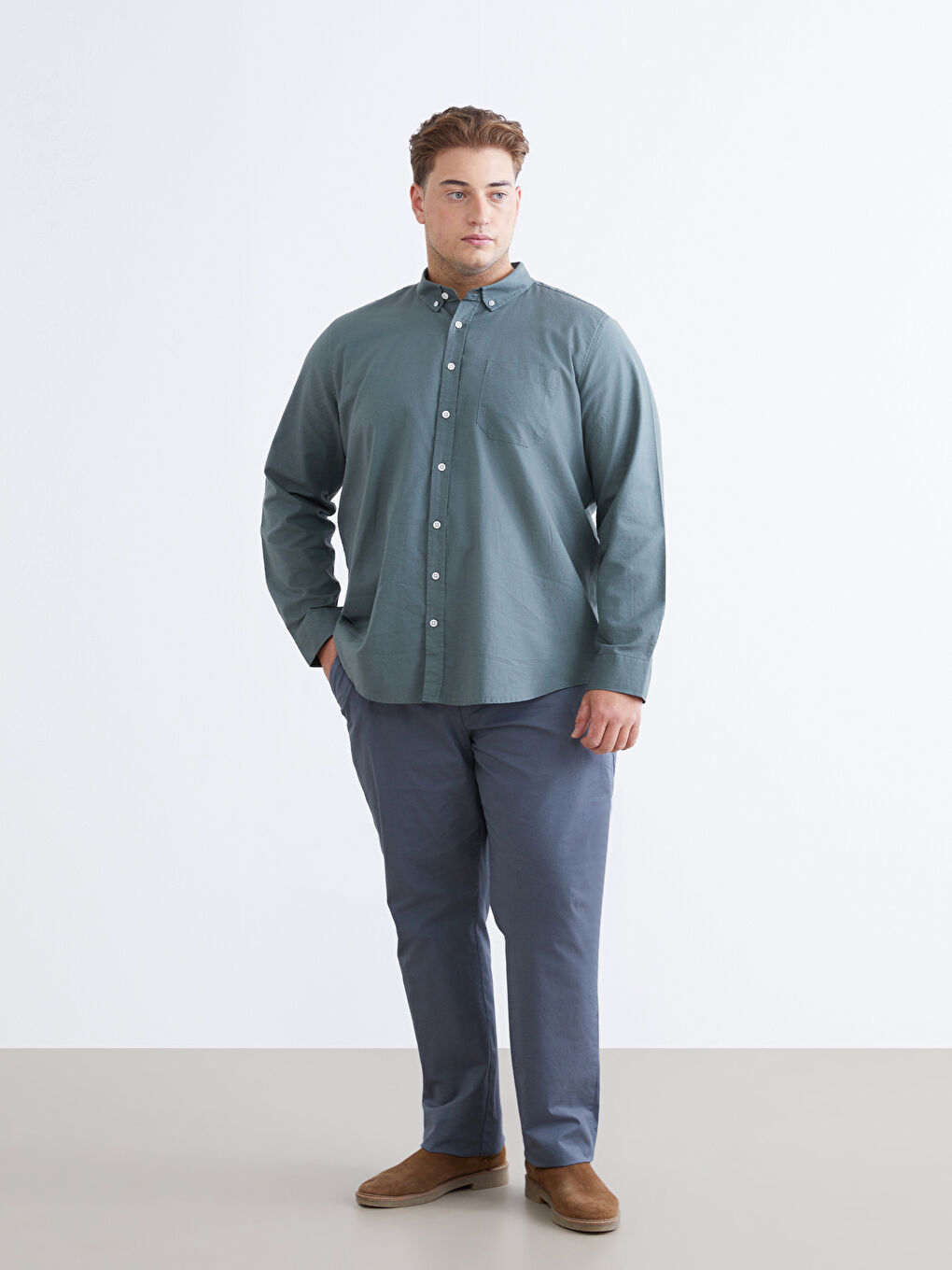 İndigo Standart Kalıp Erkek Chino Pantolon-1